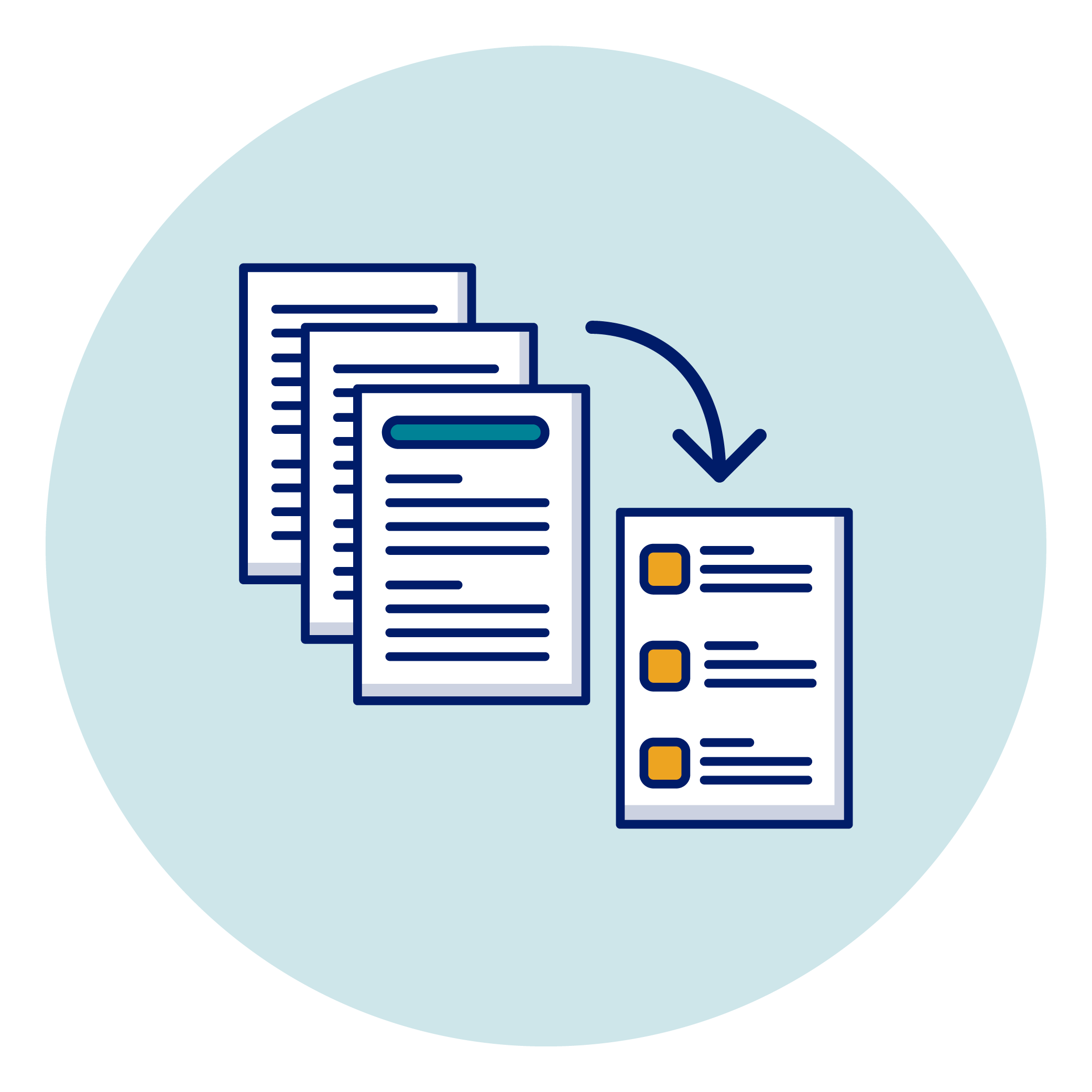 An icon of a stack of documents and an arrow pointing to an Easy Read document.