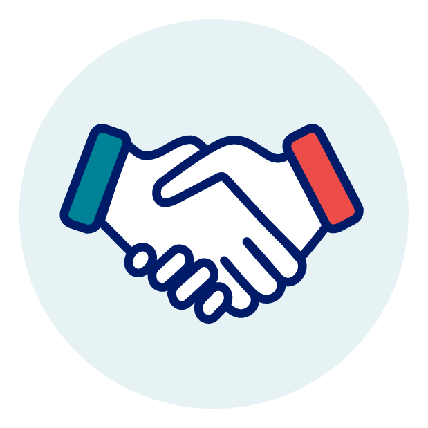 An icon of a handshake.